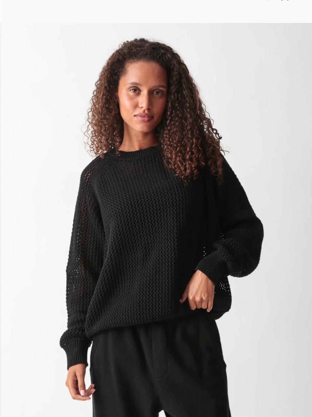 Electric & Rose Chloe Sweater - Black Knit Scoop Crewneck Sweater